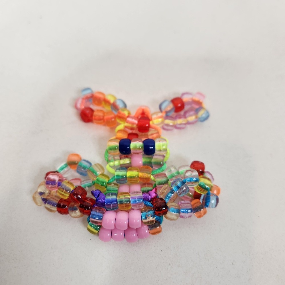 Handmade Beaded Small Bunny Rabbit Charms Lot Of 3 Multicolor Easter Decor - Picture 3 of 11